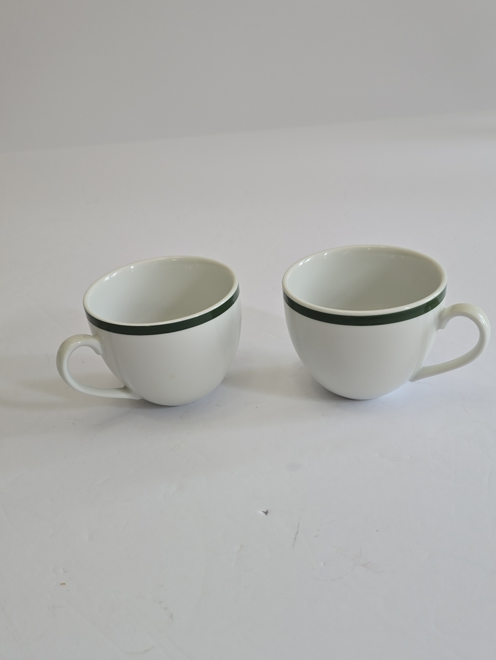 Williams Sonoma Set Of 2 Brasserie Coffee Cups White Green Band Japan